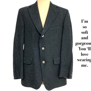 unisex blazer 32S dark gray 100% cashmere 3 button vintage Huntingdon classic